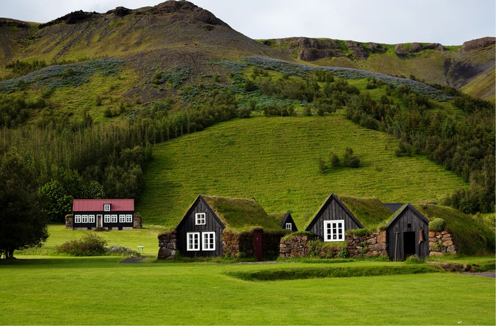 Traditionelle huse på Island, friluftsmuseum