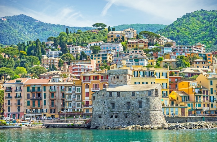 Udsigt til den gamle bydel i Rapallo på den italienske Rivier, Ligurien i Italien