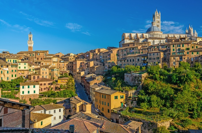 Udsigt til middelalderbyen Siena i Toscana