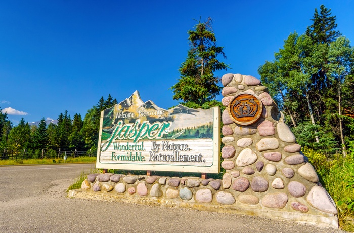 Velkomstskilt til byen Jasper - Canada