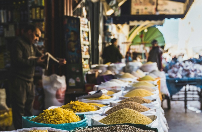 Krydderier på marked i medinaen i Fes, Marokko - Foto: Adrien Brun, Unsplash