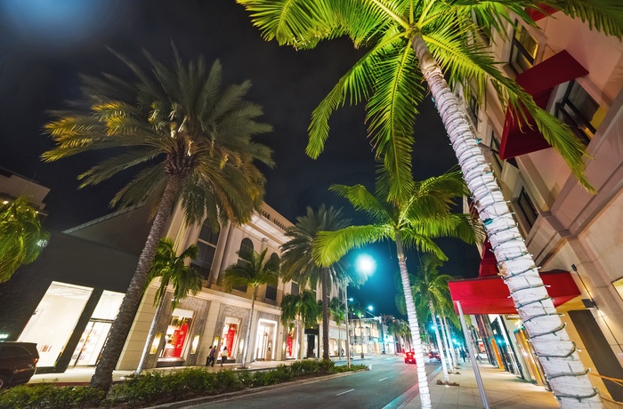 Rodeo Drive om aftenen, Los Angeles i USA