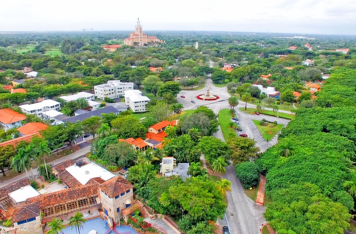 Luftfoto af bydelen Coral Gables i Miami