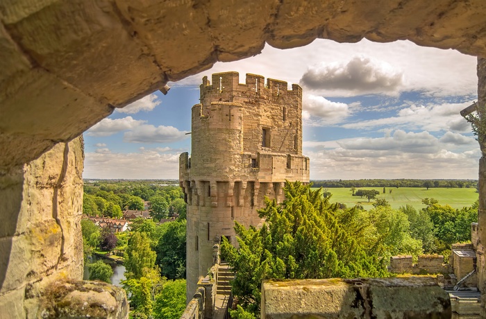 Udsigt fra Warwick Castle i Midtengland