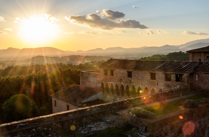 Solnedgang set fra Montecarlo di Lucca i Toscana - Italien