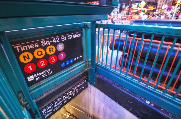 Nedgang til Subwayen ved Times Square, New York