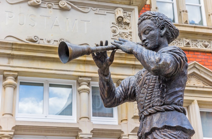 Statue i Hameln i Niedersachsen, Tyskland