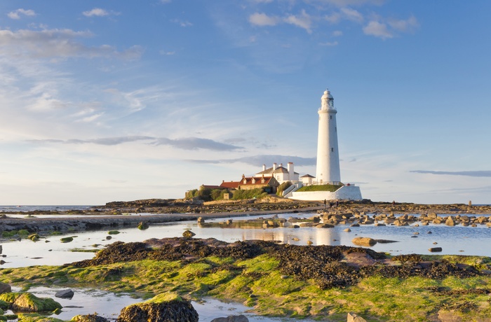 St. Mary´s fyrtårn nær Newcastle på nordøst Englands kyst