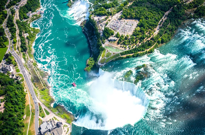 Niagara Falls set fra en helikopter, Ontario i Canada