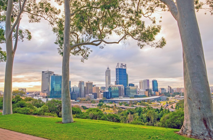 Perth centrum og skyline - Western Australia