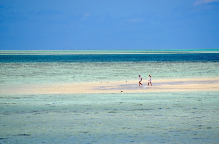 Et par der går på stranden på Heron Island - Great Barrier Reef - Queensland i Australien