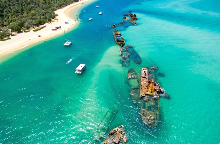 Tangalooma Wrecks - skibsvrag ved Moreton Island, Queensland i Australien