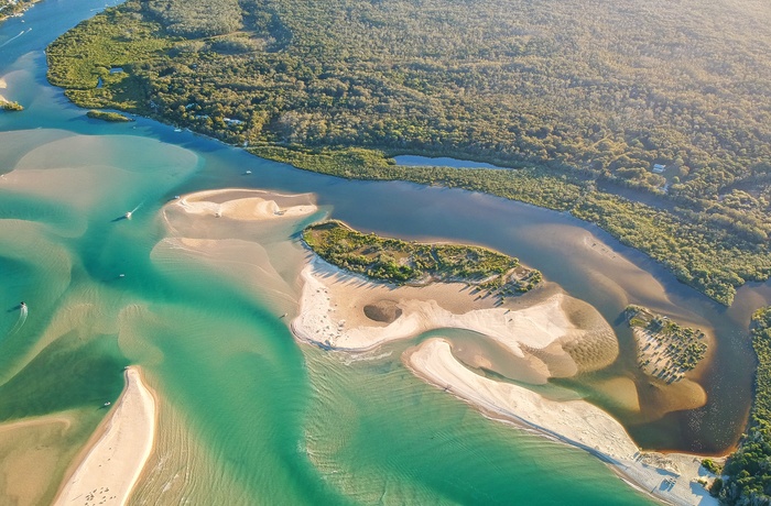 Luftfoto at Noosa Everglades i Queensland, Australien