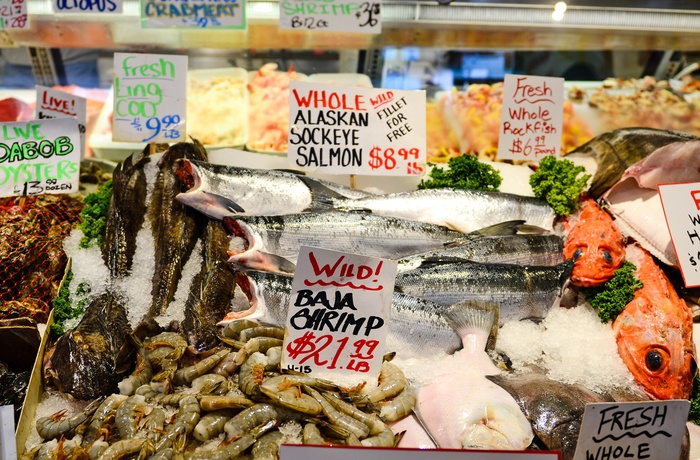 Fiskemarked i Pike Place Market i Seattle - USA