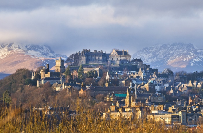 Udsigt til Stirling og slottet på en efterårsdag, Skotland