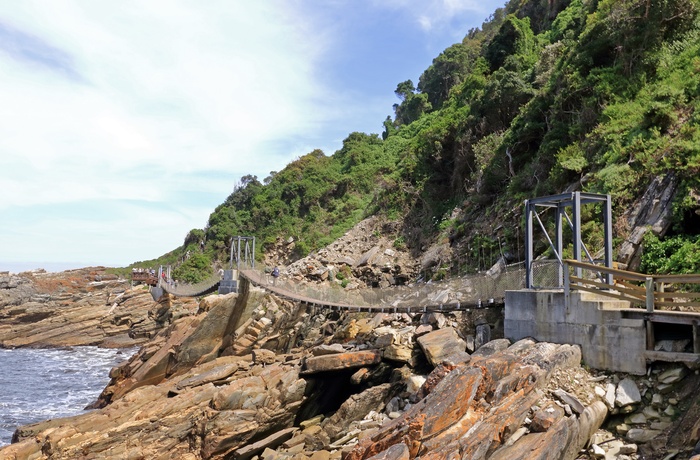 Hængebro ved Storms River Mouth i Tsitsikamma, Garden Route National Park - Sydafrika
