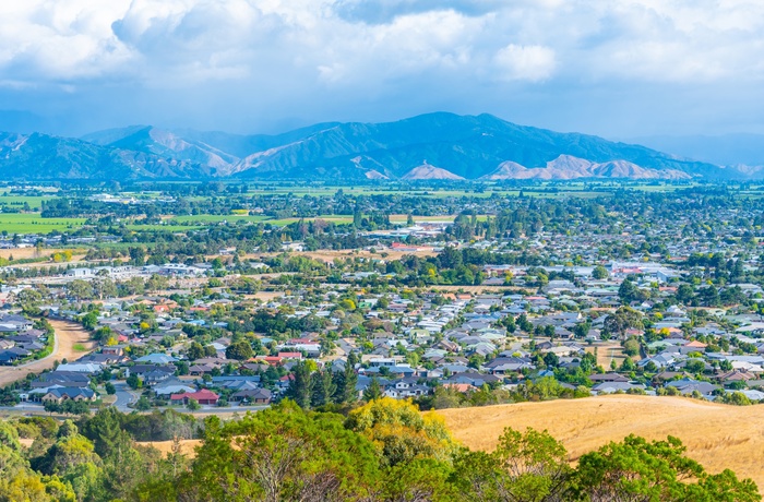 Byen Blenheim i vinregionen Marlborough - Sydøen i New Zealand 