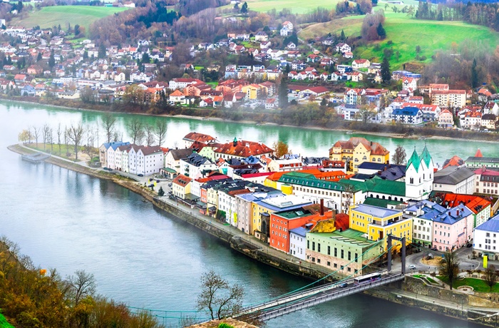 Byen Passau ved floderne Ilz, Donau og Inn, Sydtyskland