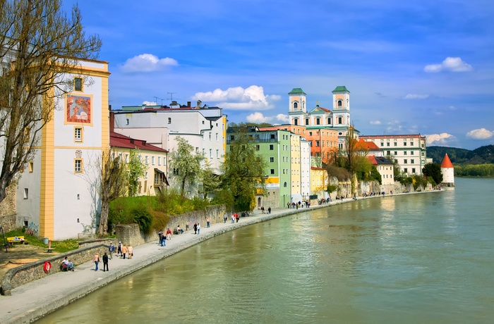 Byen Passau ved floderne Ilz, Donau og Inn, Sydtyskland