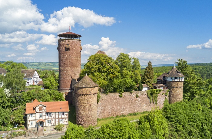 Trendelburg slot hvor Rapunzel foldede sit røde hår så prinsen kunne klatre op, Midttyskland