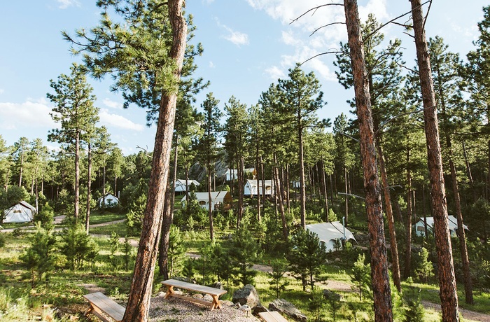 Glamping i Mount Rushmore, udsigt ud over campen