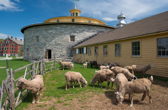 Den runde lade i museumsbyen Hancock Shaker Village i New England