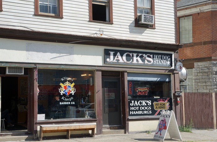 Den ikoniske Jack's Hot Dog stand i North Adams i Green Mountains Massachusets, New England