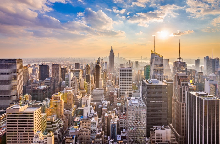 New York skyline ved solopgang, USA