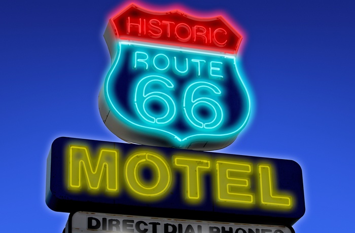 Route 66 neonskilt i USA