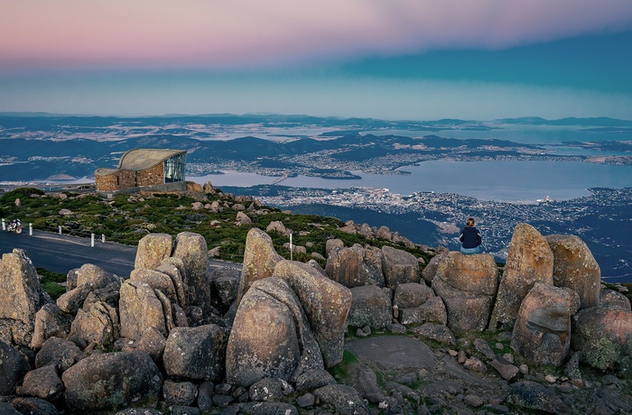 Udsigtspunkt til Hobart fra Mount Wellington på Tasmanien
