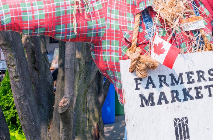Vejviser til Farmers market på Granville Island i Vancouver, Canada