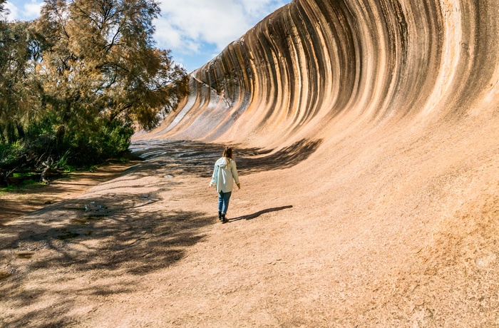 Udsigt fra Wave Rock - en 15 meter høj bølge i granit - Western Australia