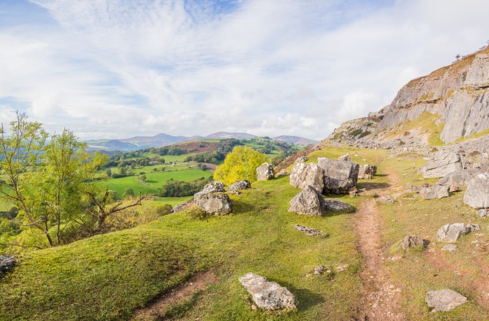 Wales - vandrestien Offas Dyke Path i naturområdet Clwydian Range tæt på Llangollen