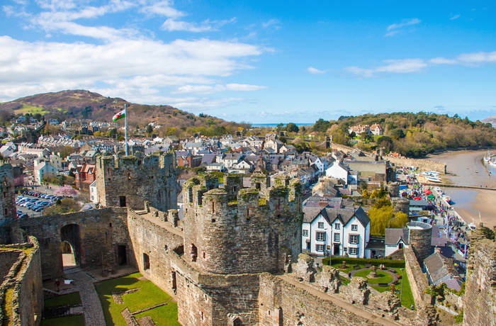 Udsigt fra Conwy Castle i det nordlige Wales