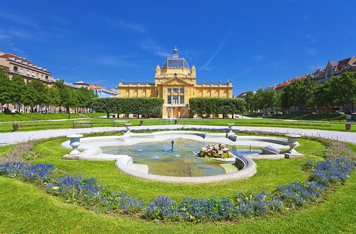 Park og Art Pavillion eller kunst galleriet i Zagreb, Kroatien