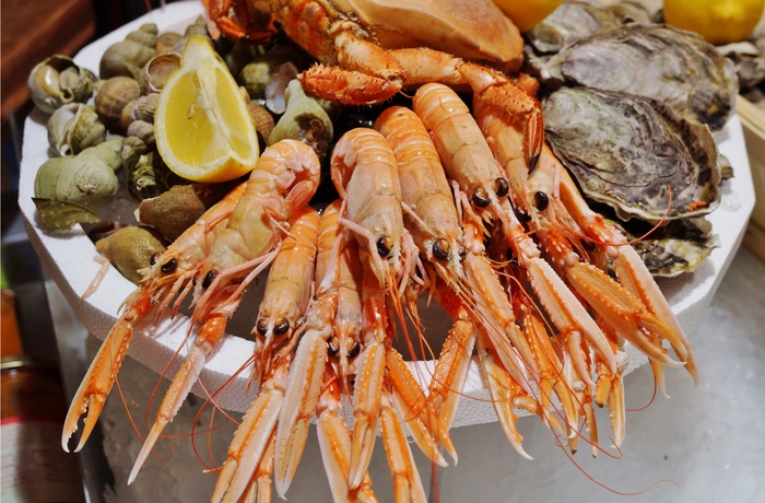 Plateau de fruits de mer, seafood i Bretagne, Frankrig