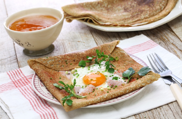 Galette er en typisk ret i Bretagne, Frankrig