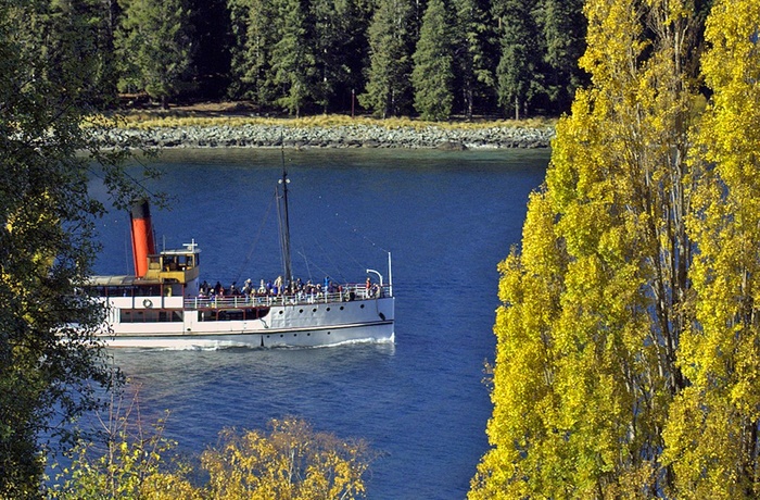 Dampskibet TSS Earnslaw på Wakatipusøen ved Queenstown, Sydøen