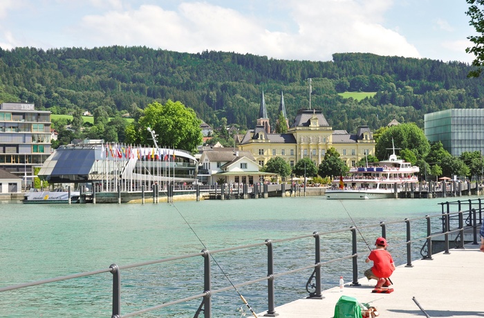 Byen Bregenz - hovedstad i den østrigske delstat Vorarlberg