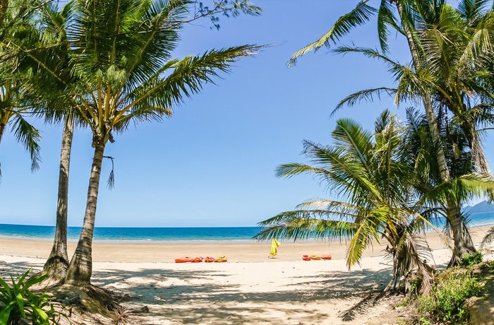 Mission Beach - lækker strand med palmer i Queensland