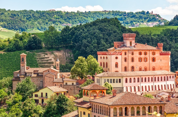 Byen Barolo omgivet af vinmarker i Piemonte