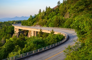 Naturen langs Blue Ridge Parkway i sommerhalvåret i det østlige USA