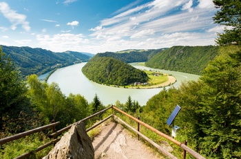 Udsigt til Schlögener sløjfen og floden Donau, Østrig
