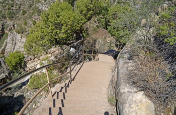 Trappen op fra Walnut Canyon med 240 trin, Arizona