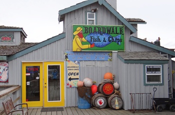 Fish and Chips spisested i kystbyen Homer, Alaska