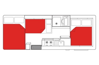 Mighty Big Six Floor Plan Night - motorhome i Australien