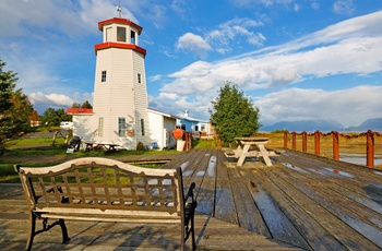 Fyrtårnet i kystbyen Homer, Alaska