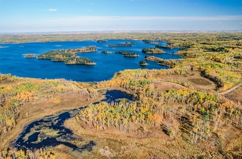 Luftfoto af landskabet i Elk Island National Park i Alberta, Canada