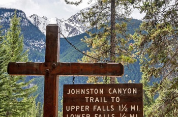 Skilt til Johnston Canyon i Banff National Park, Alberta i Canada
