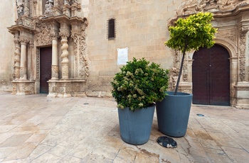 Fronten af Santa Maria kirken i Alicante